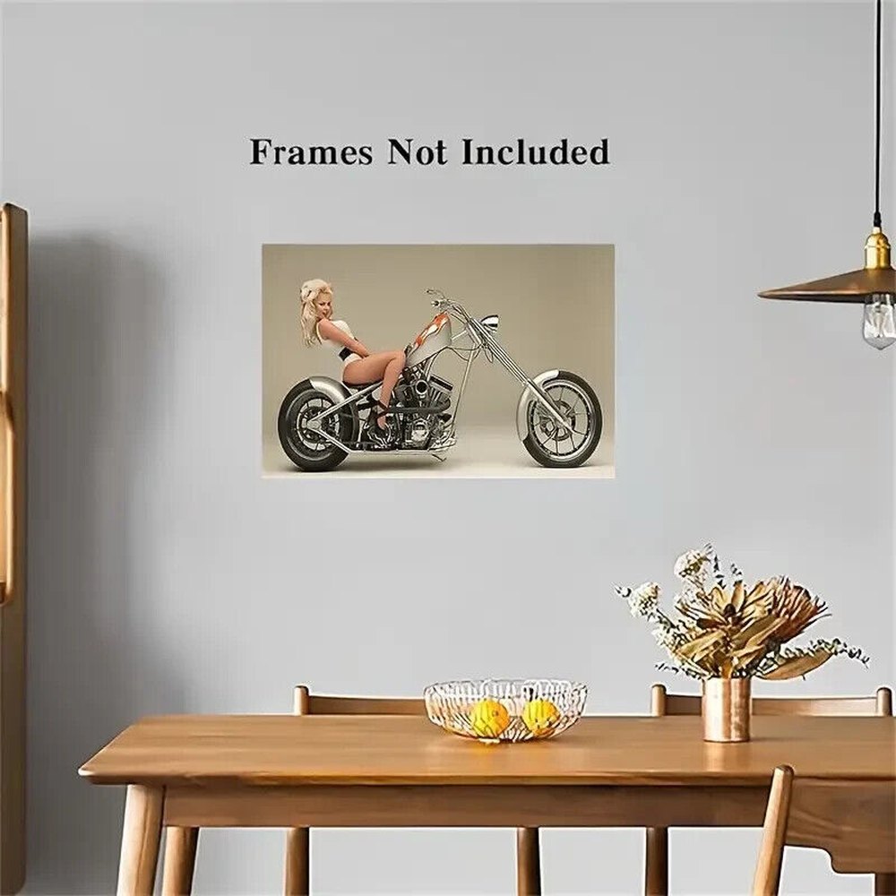 Modern Art, Cool Motorcycle Girl Artistic Canvas Print 12" x 18" NEW! Home & Garden:Home Décor:Posters & Prints Style Your Walls